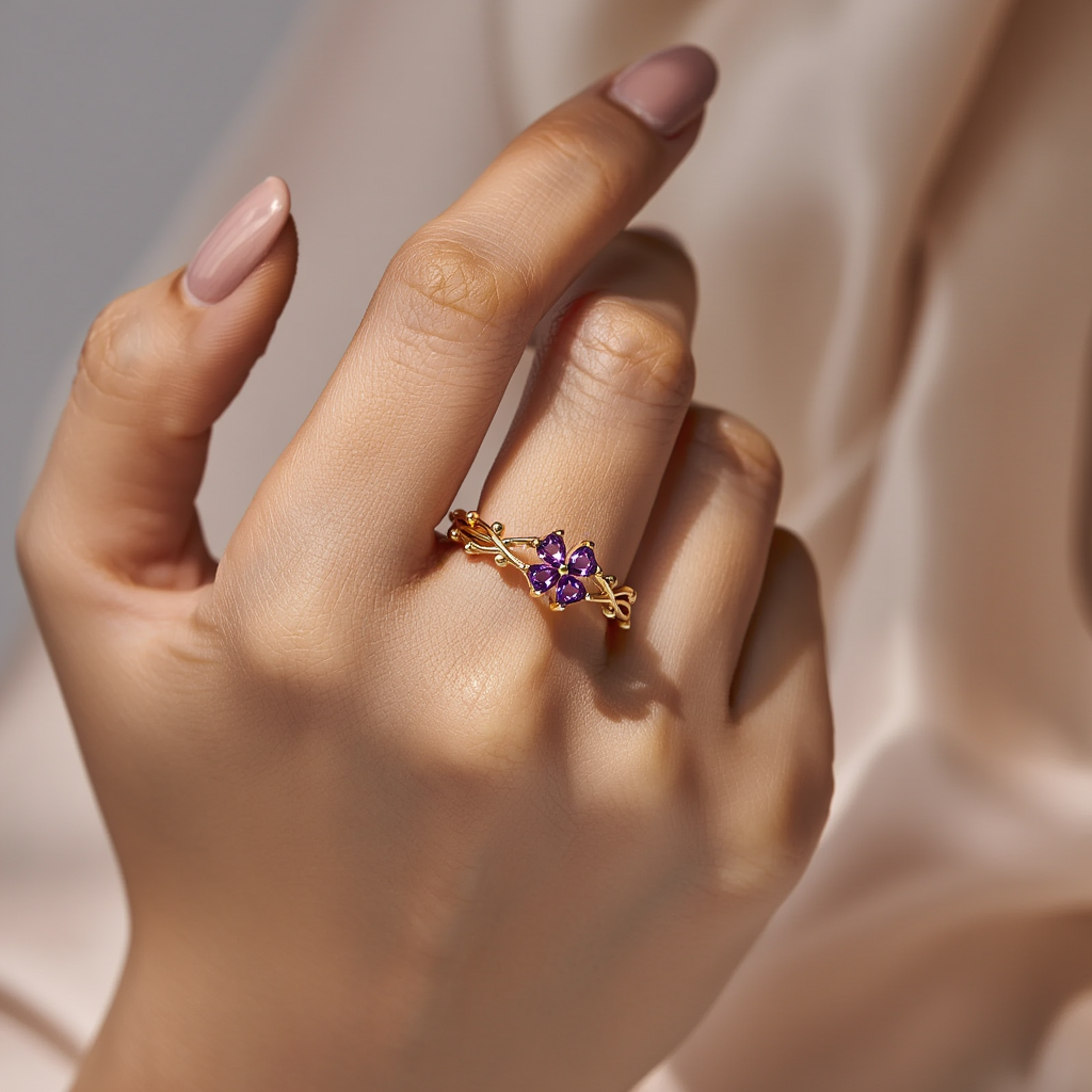 Violet Flower Whisper Ring