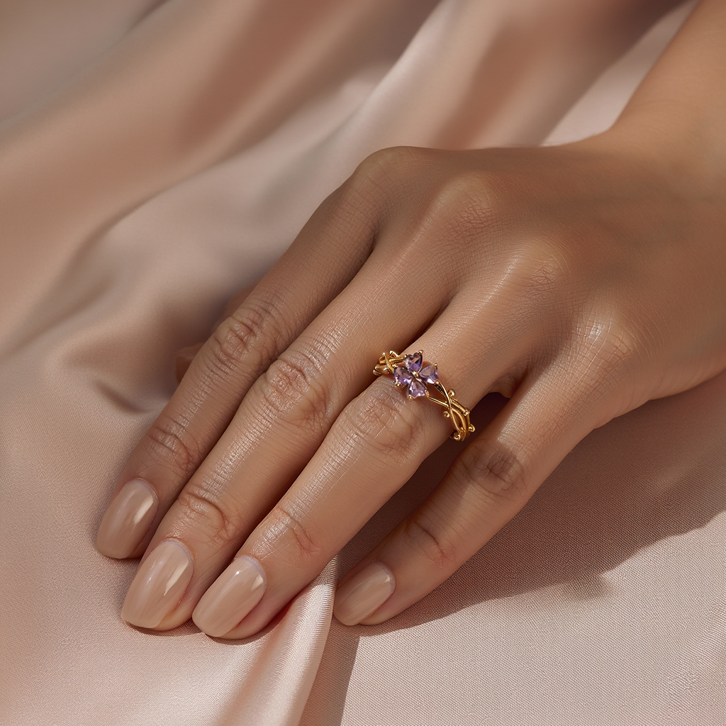 Violet Flower Whisper Ring