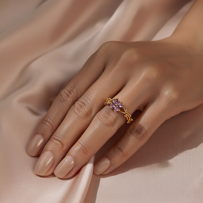 Violet Flower Whisper Ring