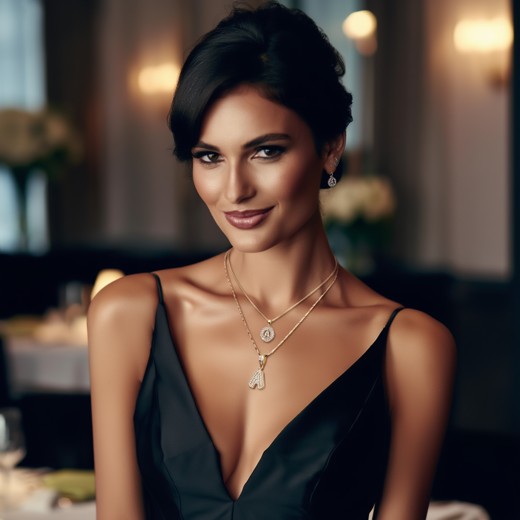 2PC Diamond Initial Necklace