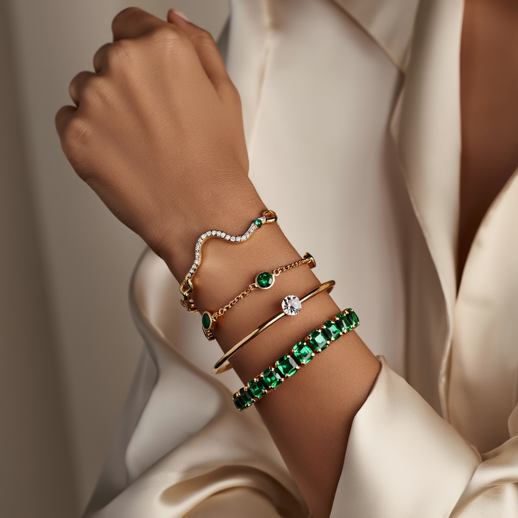 Emerald Harmony Bracelet Set 🌿
