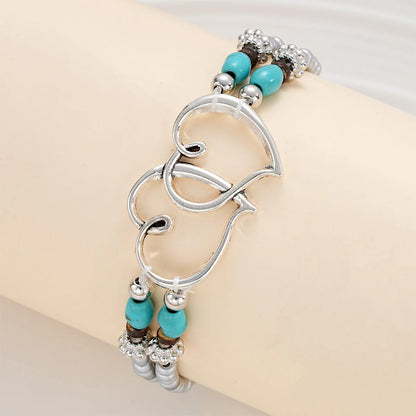 Serenity Love 2Pcs Silver & Turquoise Set