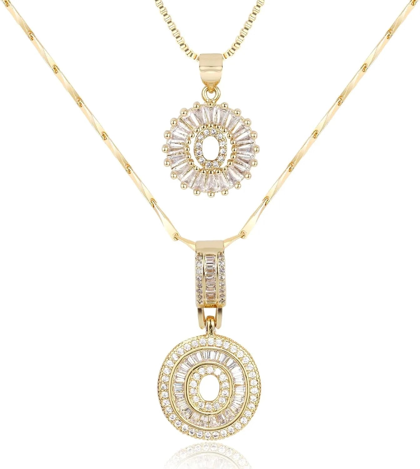 2PC Diamond Initial Necklace