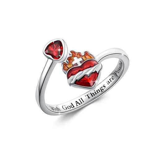 With God All Things Are Possible Heart Ring ❤️