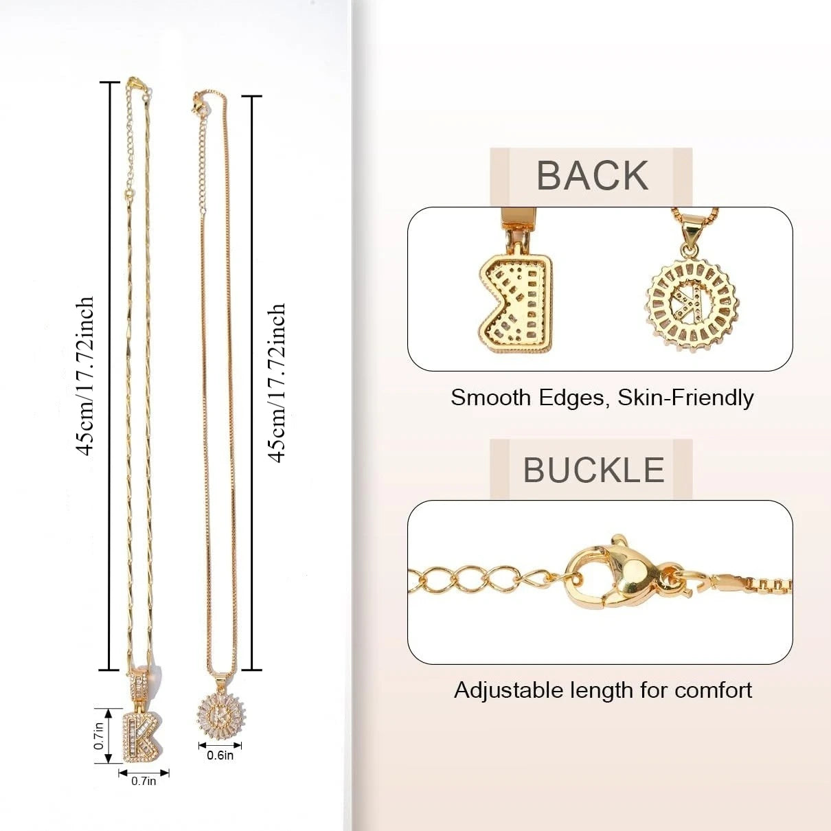 2-Piece 18K Diamond Letter Initial Necklace Set