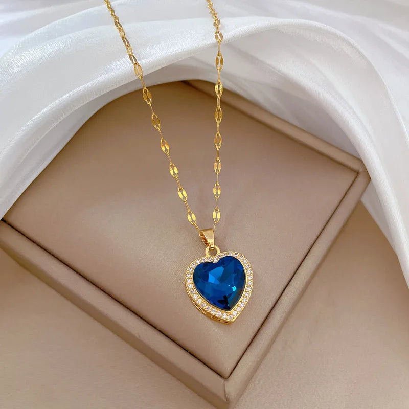 Azure Heart Pendant Necklace