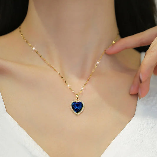 Azure Heart Pendant Necklace