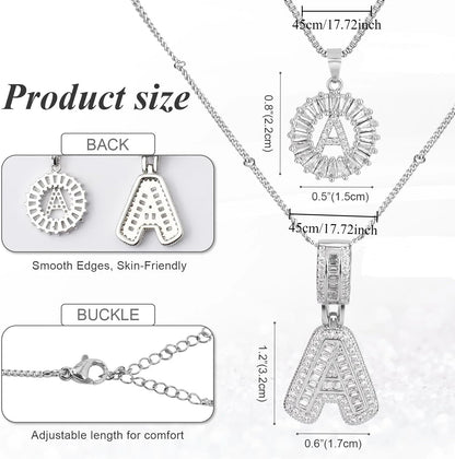 2-Piece 18K Diamond Letter Initial Necklace Set