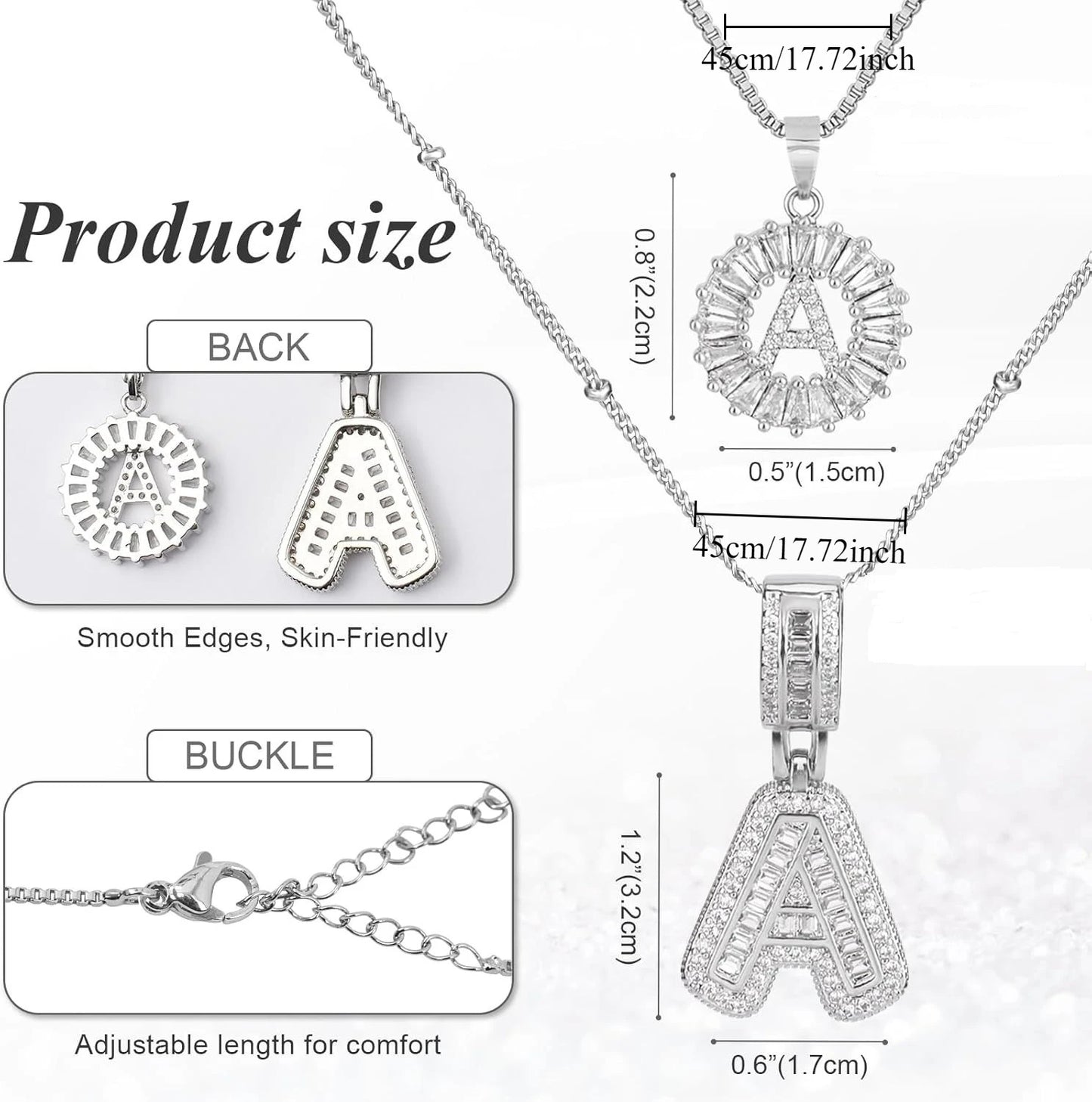2PC Diamond Initial Necklace