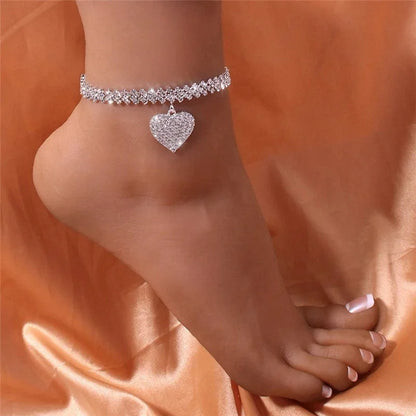 Eternal Glow Crystal Heart Ankle