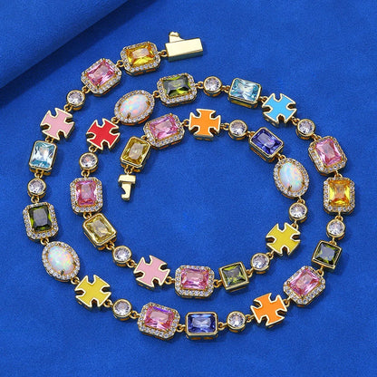 LiseShop Gold Gemstone Necklace (Unisex)