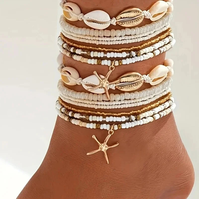 Ocean Breeze Shell Anklet 14Pcs