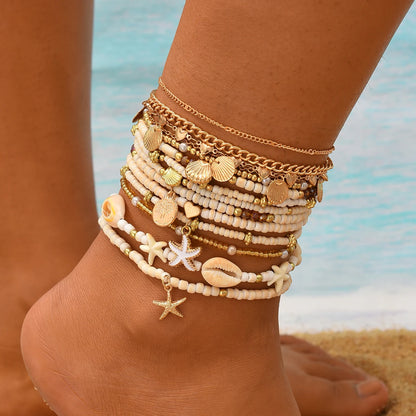 Ocean Breeze Shell Anklet 14Pcs