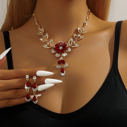 Floral Elegance Jewelry Set - Statement Flower Necklace & Earrings for Women