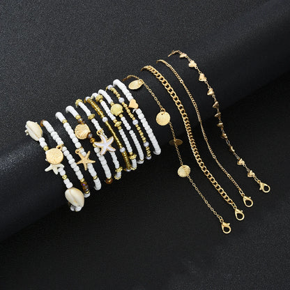 Ocean Breeze Shell Anklet 14Pcs