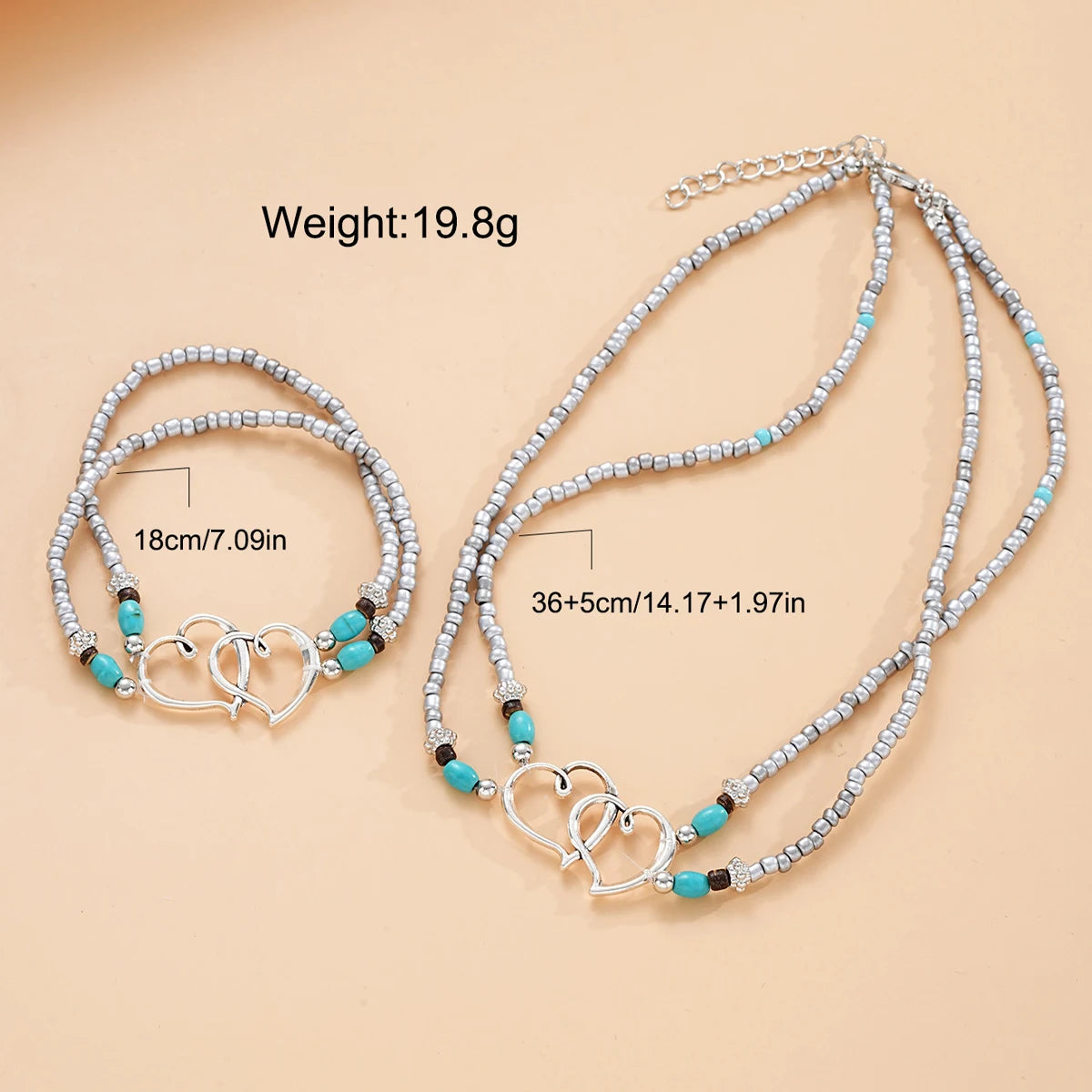 Serenity Love 2Pcs Silver & Turquoise Set