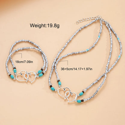 Serenity Love 2Pcs Silver & Turquoise Set