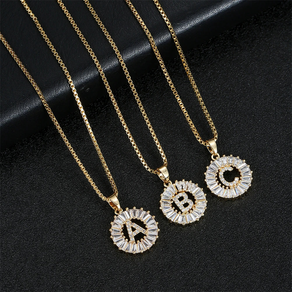 2-Piece 18K Diamond Letter Initial Necklace Set