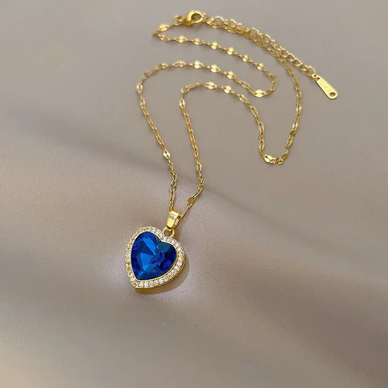 Azure Heart Pendant Necklace