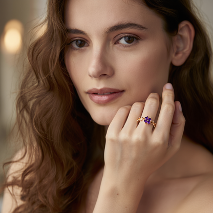 Violet Flower Whisper Ring