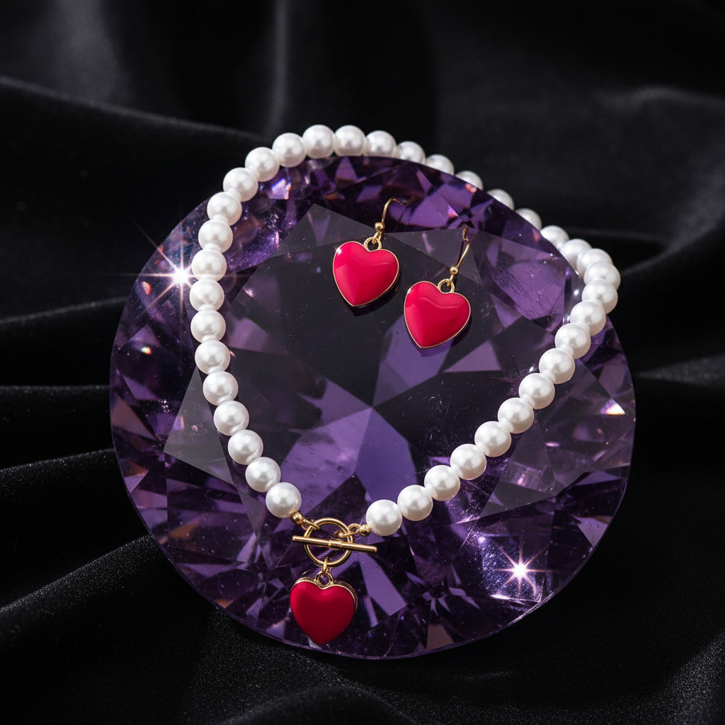 Conjunto de joias luxuoso sobre pedra preciosa