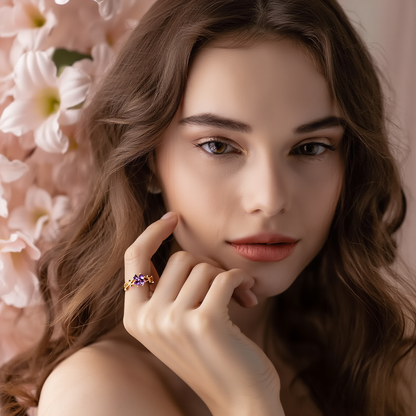 Violet Flower Whisper Ring