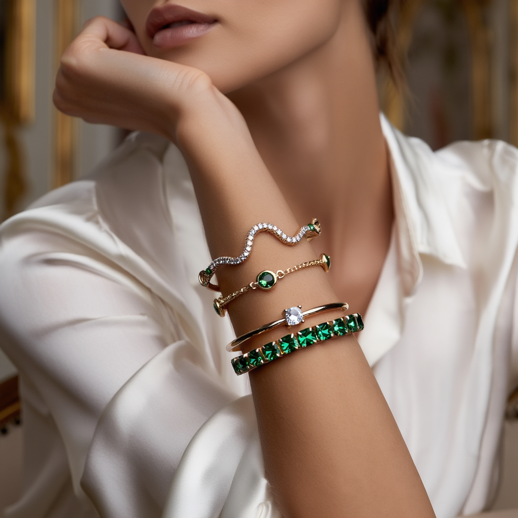 Emerald Harmony Bracelet Set 🌿