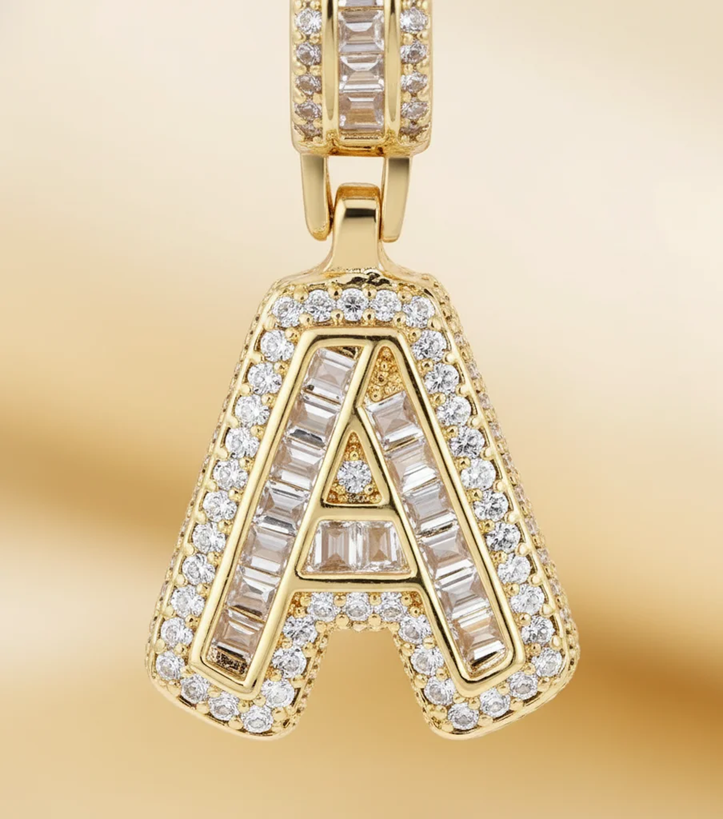 2-Piece 18K Diamond Letter Initial Necklace Set