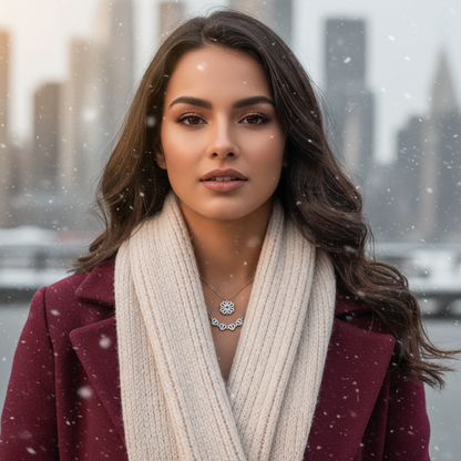 Modelo brasileira em Manhattan - close no Heart Clover Necklace