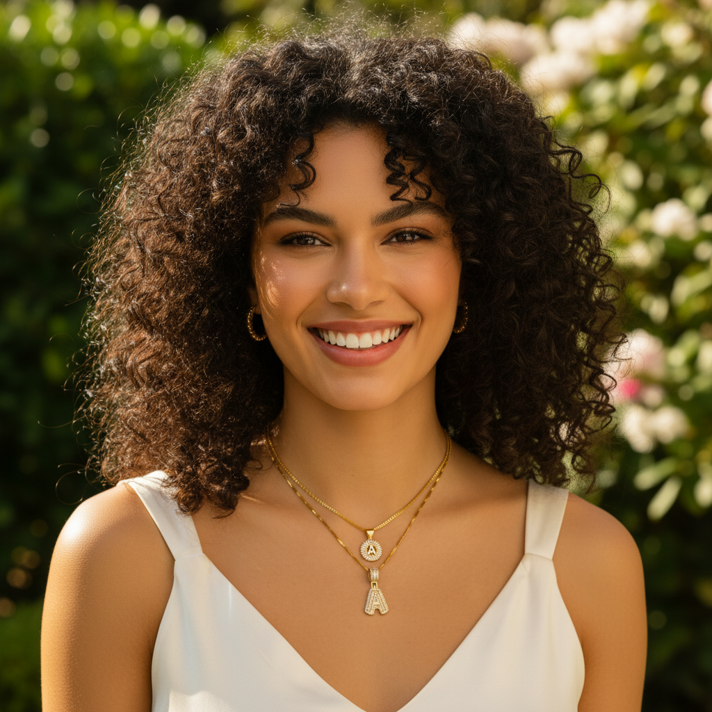 2PC Diamond Initial Necklace