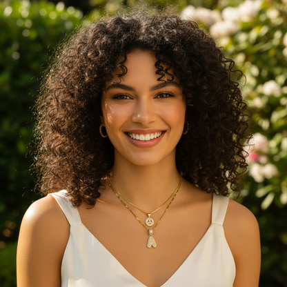 2PC Diamond Initial Necklace