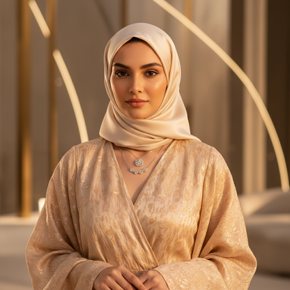 Modelo Emirati 1 usando Heart Clover Necklace 1080x1080