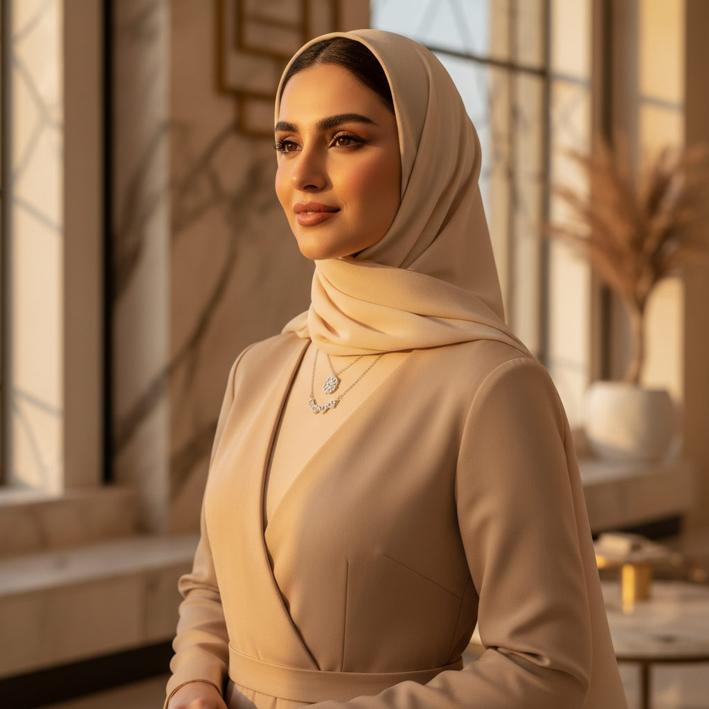 Modelo Emirati 2 usando Heart Clover Necklace 1080x1080