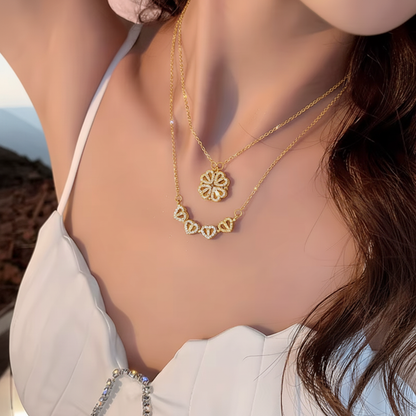 Modelo loira - montanhas com brilho dourado