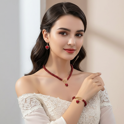 Modelo usando conjunto de joias de pérolas